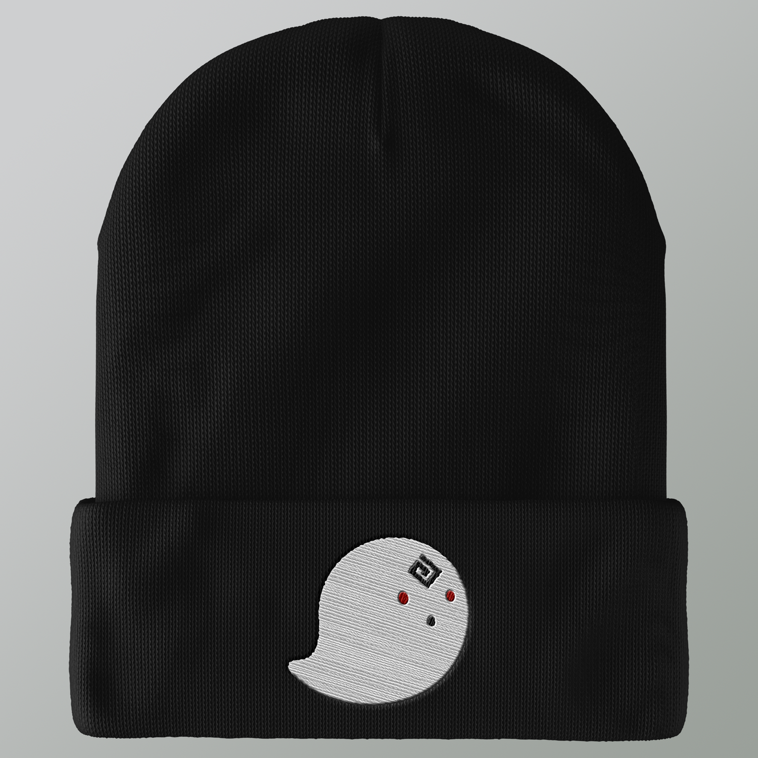 Ghostly Black Spirit Embroidered Beanie