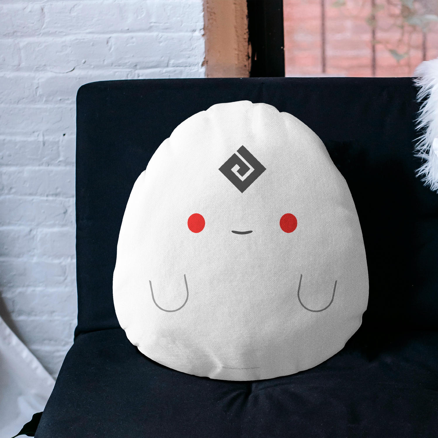 Black Spirit Cushion Pillow in White